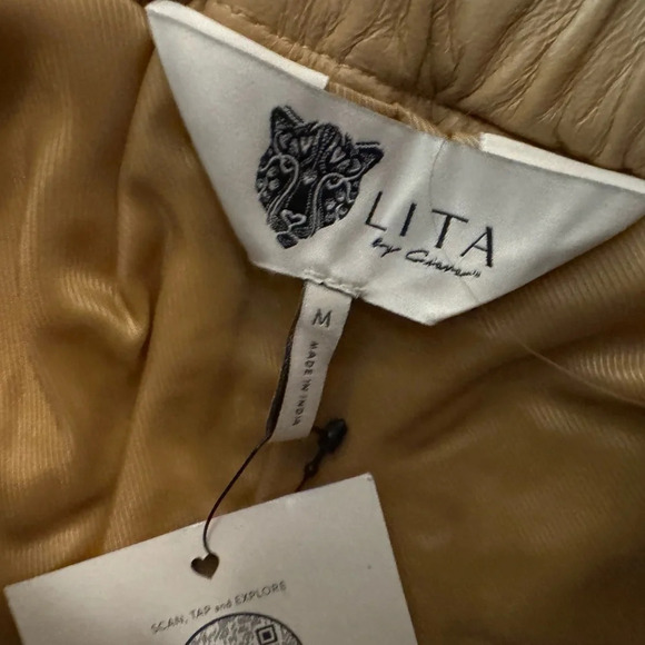 REVOLVE x Lita | Iced Coffee Lambskin Drawstring Shorts (M) - Picture 5 of 5